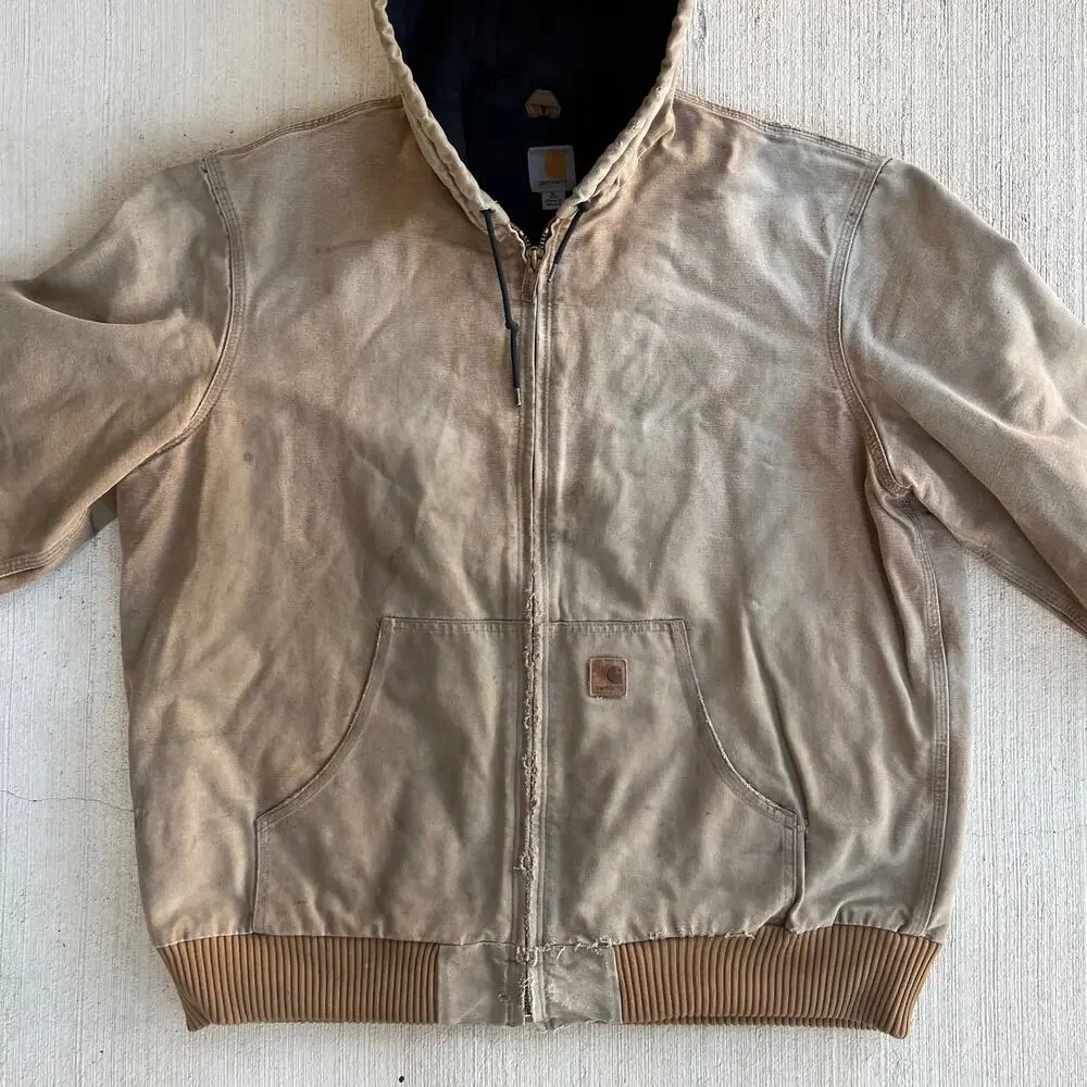 Carhartt J130 brown hooded work wear jacket
